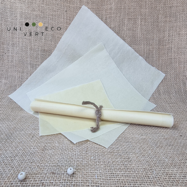 Ces emballages naturels et écologiques s'adaptent sur tous les récipients. Mettez l'api film en forme avec vos mains (malléable à température ambiante), il reste en place (une fois refroidis) pour emballer votre sandwich, fromage, reste de pain, fruits… et vos plats.  Il laisse respirer naturellement vos aliments qui se conservent plus longtemps. Le tissu ciré résiste à l'eau et à l'air et allonge la fraîcheur des aliments.
